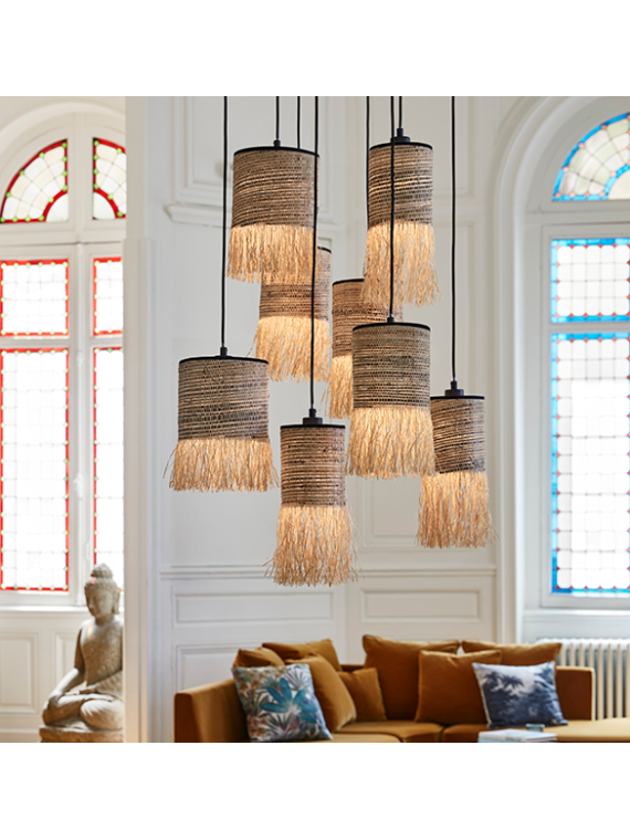 Market Set, Suspension en raphia et bana, Formentera grappe 8L