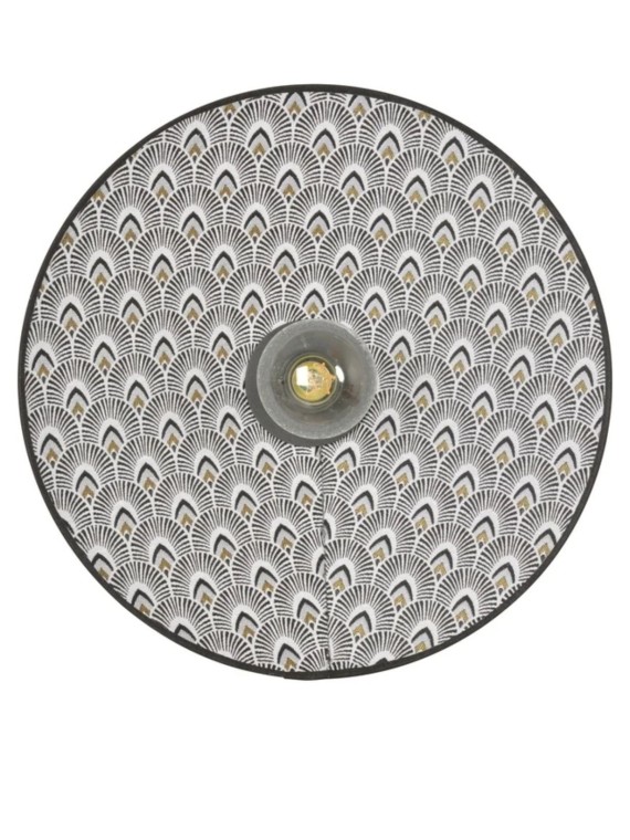 Market Set Art Deco fabric wall lamp, Black peacock Gatsby