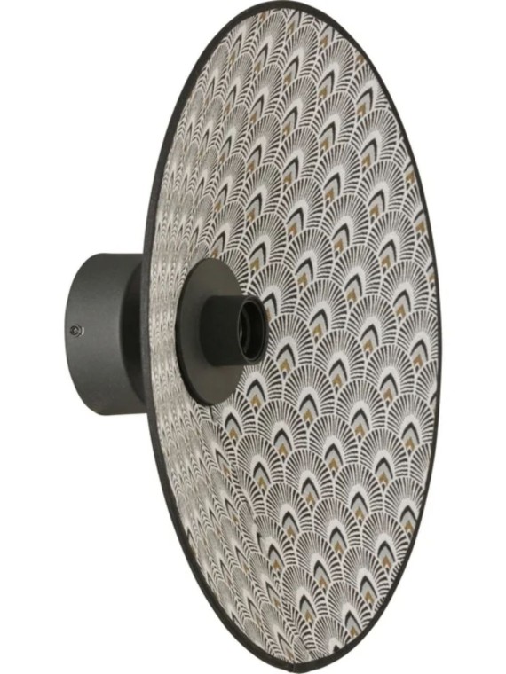 Market Set Art Deco fabric wall lamp, Black peacock Gatsby