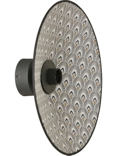 Market Set Art Deco fabric wall lamp, Black peacock Gatsby