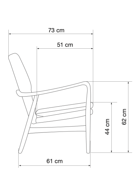 Pols Potten Fauteuil scandinave en bois de frêne Peggy dimensions