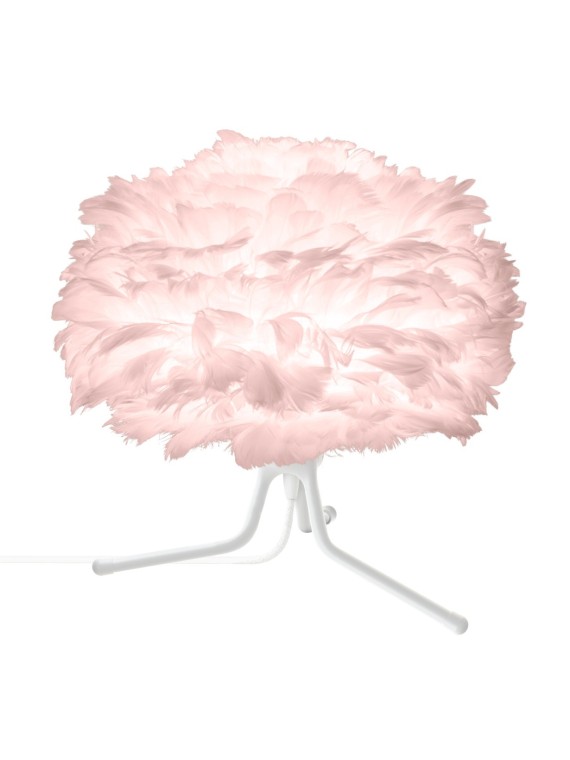 UMAGE - Lampe trépied blanc et plume d'oie rose, Eos mini
