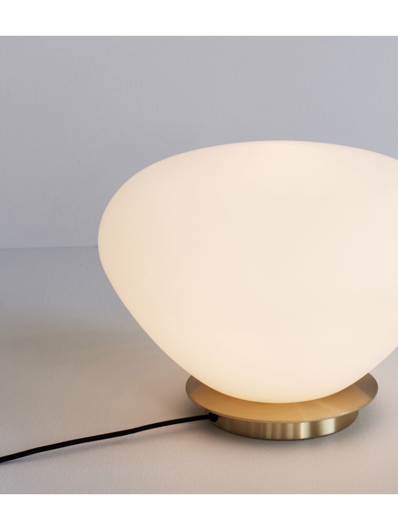 Hübsch Lampe en opaline et laiton Bean