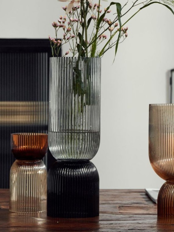 Nordal - Vase bougeoir en verre ambré, Riva S