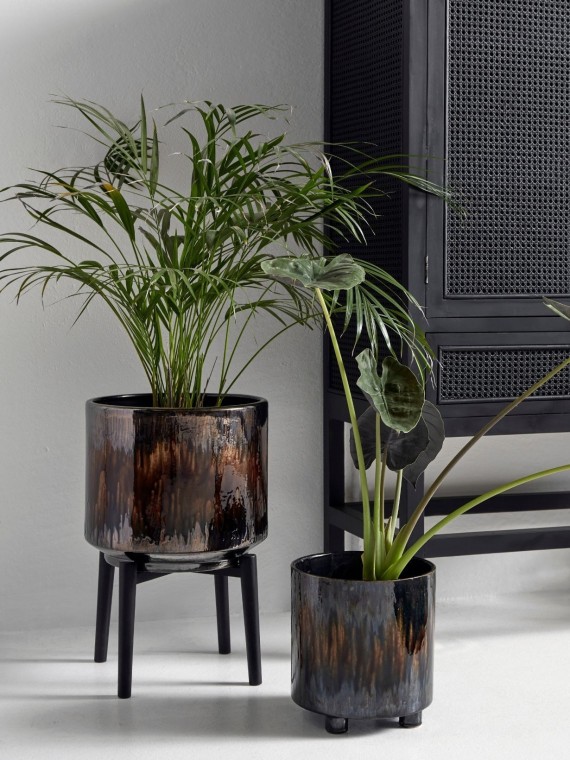 nordal Cabinet in teak and rattan wickerwork, Black Merge