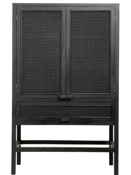 nordal Cabinet in teak and rattan wickerwork, Black Merge