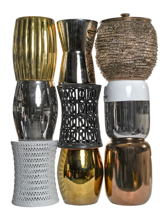 Pols Potten Gold ceramic stool, Anouk