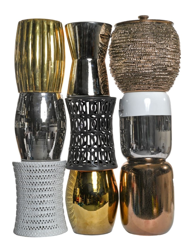 Pols Potten Gold ceramic stool, Anouk