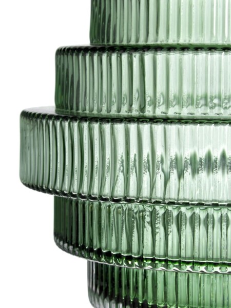 Nordal Vase en verre strié Art déco, Rill vert clair