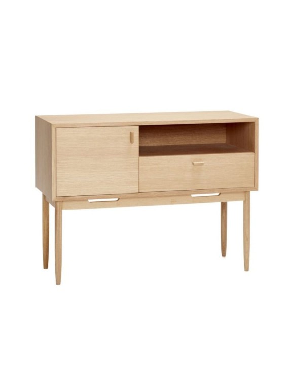 Cube Natural oak dresser with a door and a drawer Hübsch