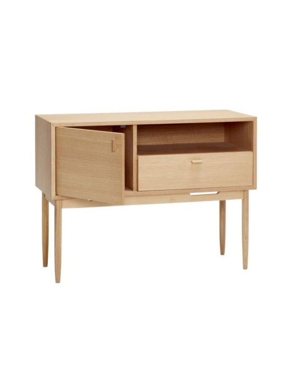 Cube Natural oak dresser with a door and a drawer Hübsch
