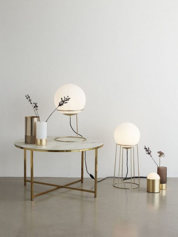 White marble and brass effect coffee table, Ribe Hubsch