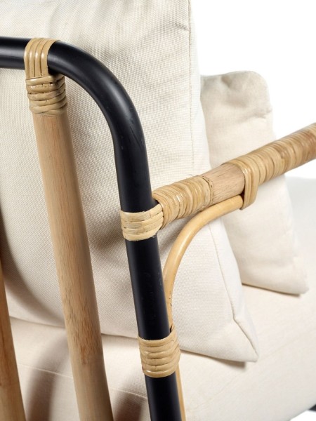 White outdoor armchair in rattan and metal, Capizzi Serax