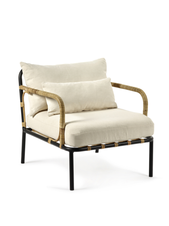 Fauteuil d'extérieur blanc en rotin et métal, Capizzi Serax