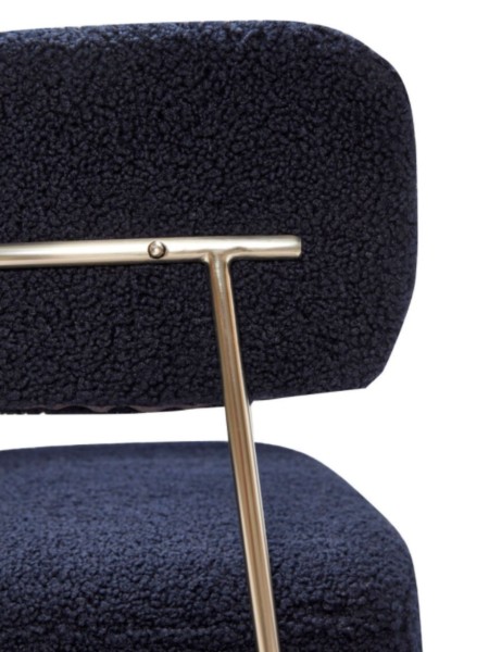 Hubsch-Fauteuil en métal et tissu bouclette bleu Solveig