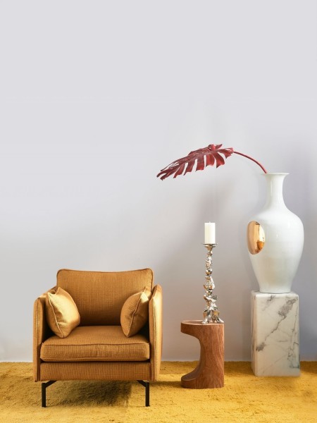 Fauteuil en tissu jaune moutarde, PP n°2