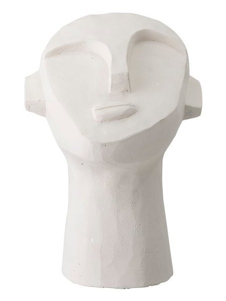 Statuette blanche en ciment, Moaï Bloomingville