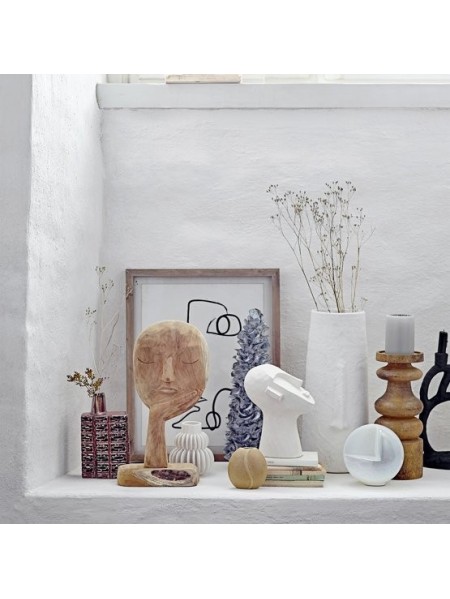 Statuette blanche en ciment, Moaï Bloomingville