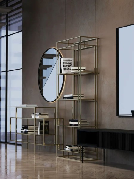 Pomax Arte deco console in glass and gold metal Lilou