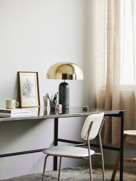 Atlas Green marble table lamp with brass shade Nordal