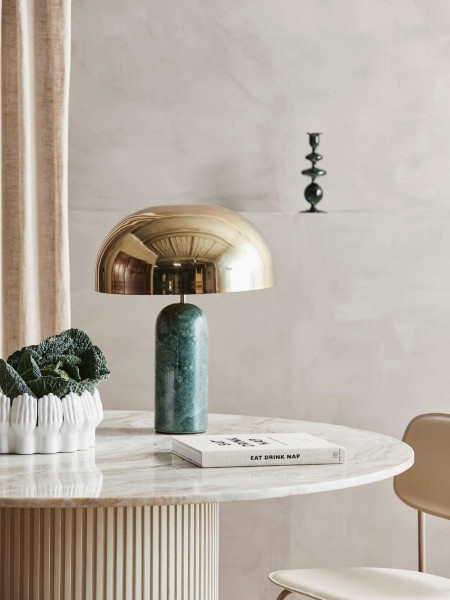Atlas Green marble table lamp with brass shade Nordal