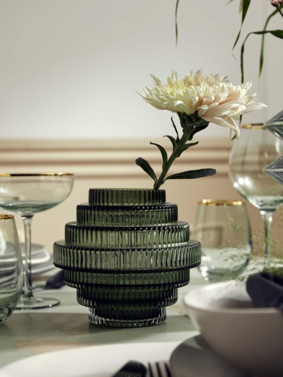 Rill Art deco striated glass vase, Nordal | MBS Design