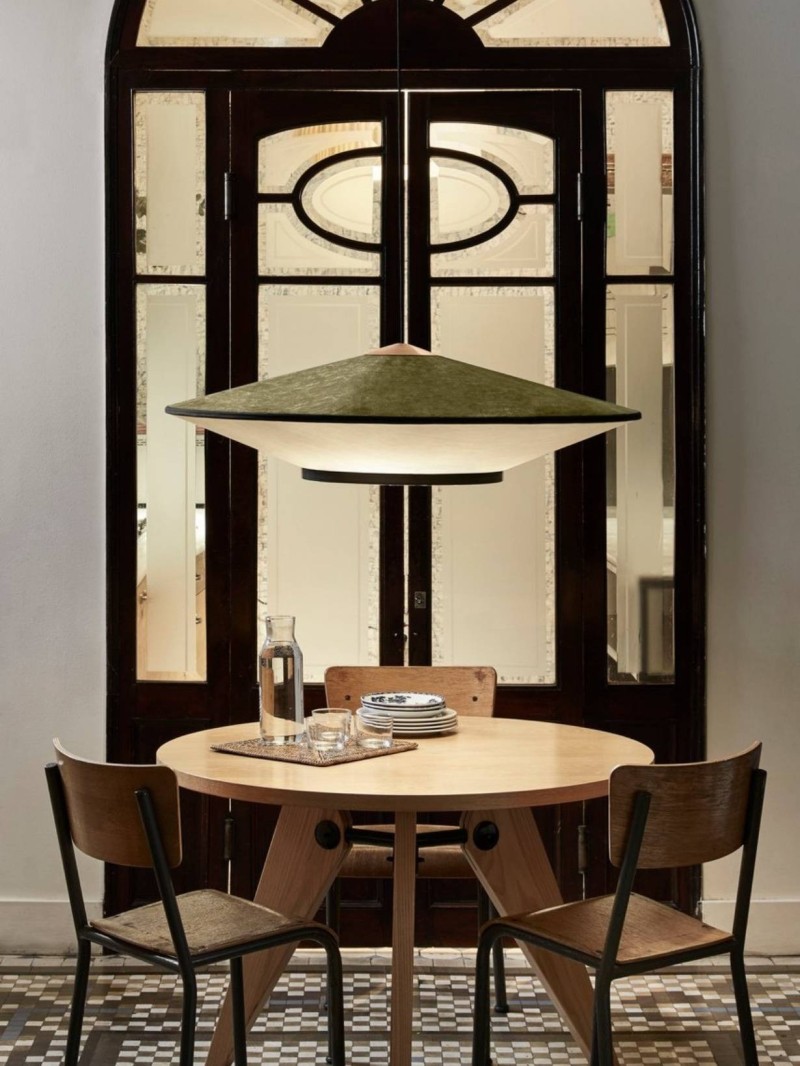 Suspension en velours et tissu L cymbal evergreen vert