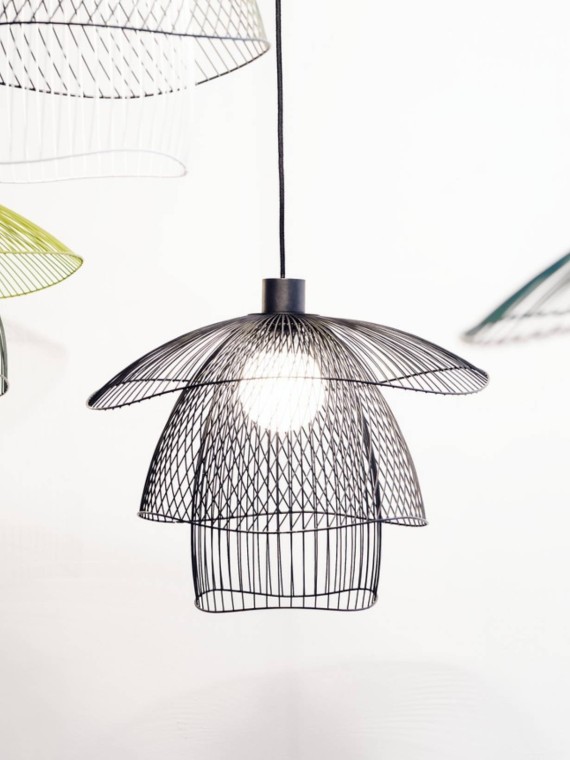Metal pendant lamp Papillon S black Forestier
