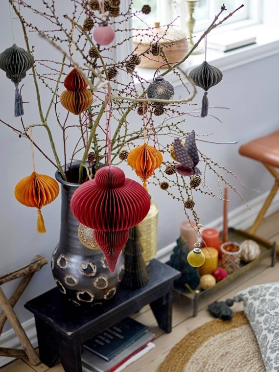 Ornement en forme d'oiseau en bois et papier, Sagalin Bloomingville