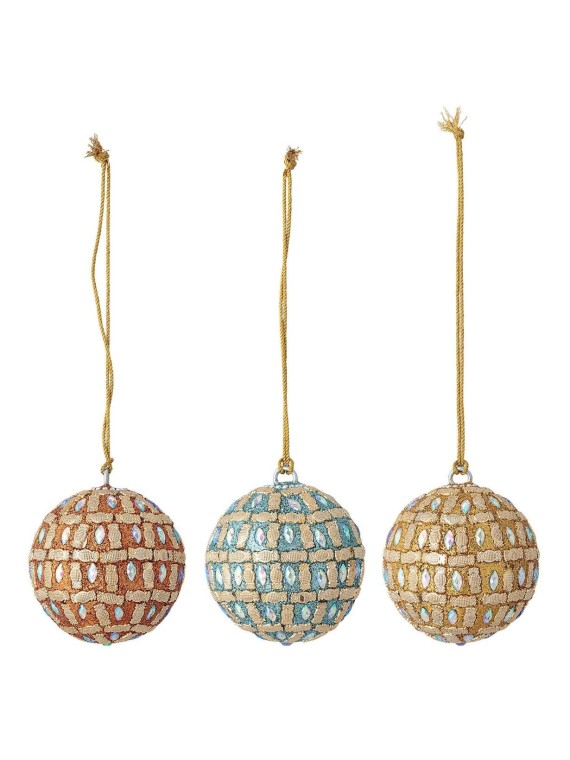 Set of 3 coloured ornaments Siwa, Bloomingville| MBS Design