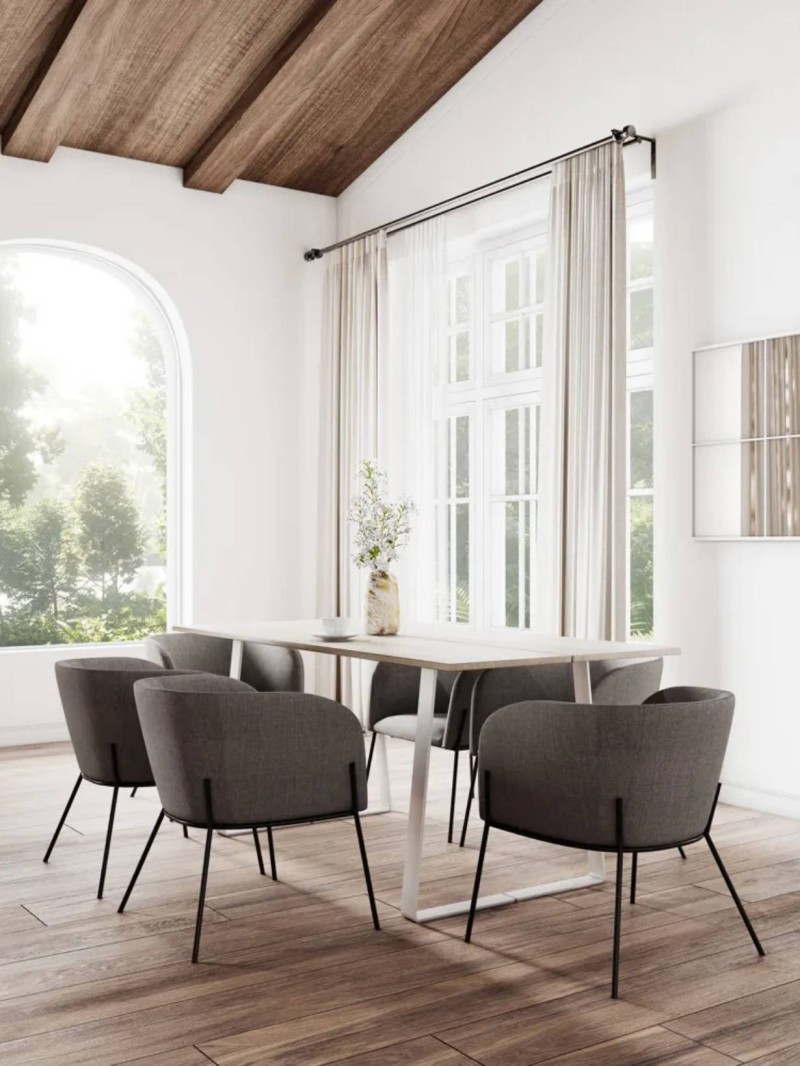 Chaise en tissu et métal, Polka Pomax gris