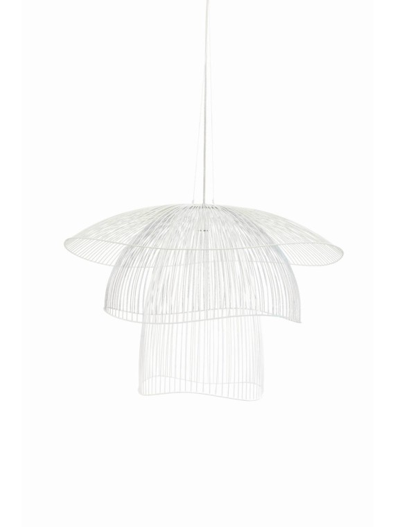 Metal pendant lamp, Papillon L Le Forestier blanc
