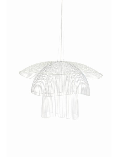 Metal pendant lamp, Papillon L Le Forestier blanc