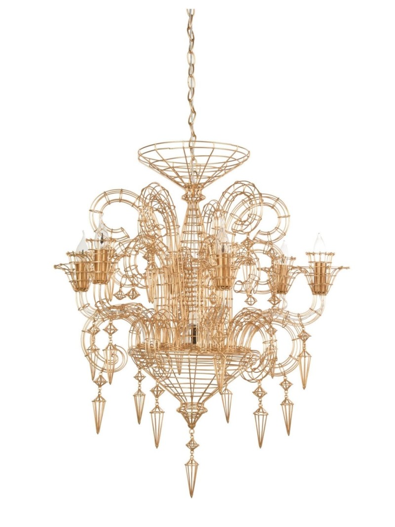 Lustre en métal de 6 lumières, Forestier