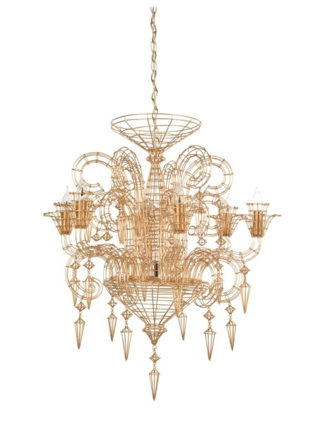 Lustre en métal de 6 lumières, Forestier