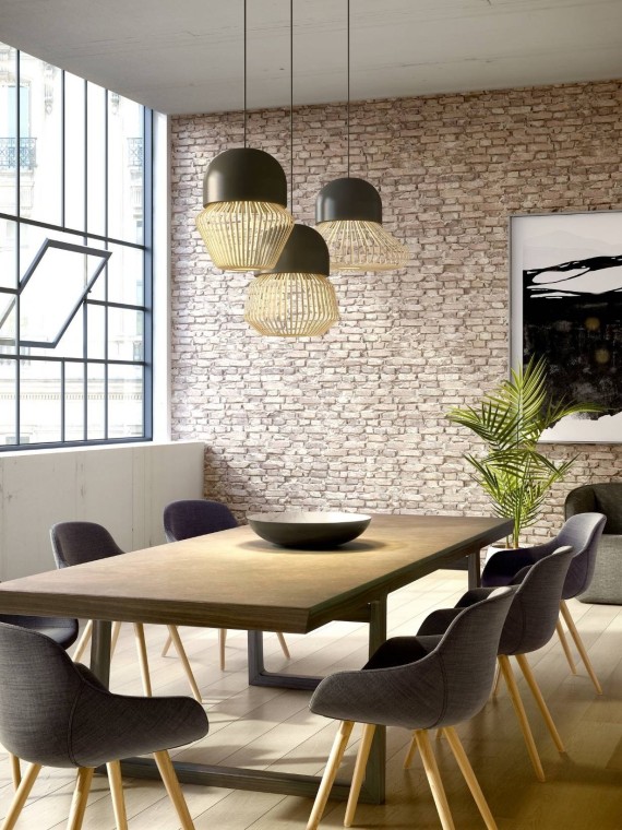 Bamboo pendant lamp, Anemos S black Forestier