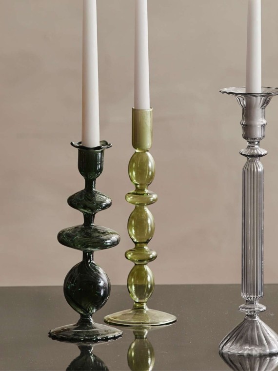 Candleholder in light green glass Eriska, Nordal l MBS Design