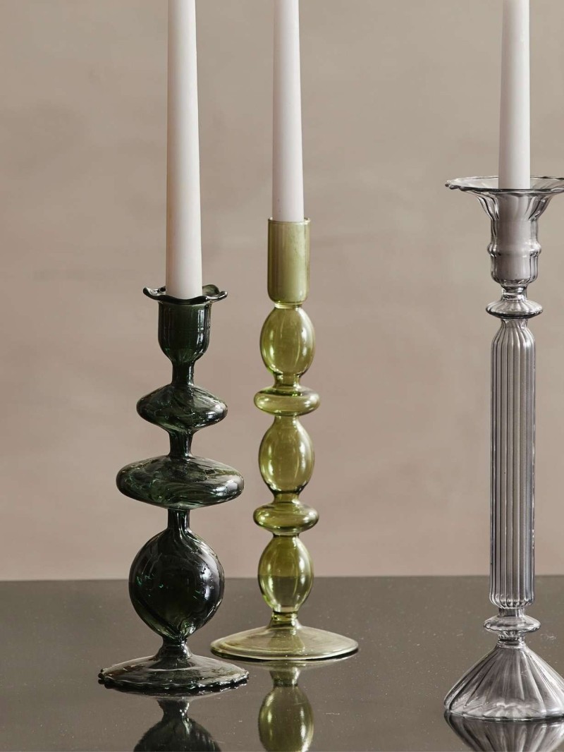 Candleholder in light green glass Eriska, Nordal l MBS Design