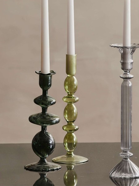 Candleholder in light green glass Eriska, Nordal l MBS Design