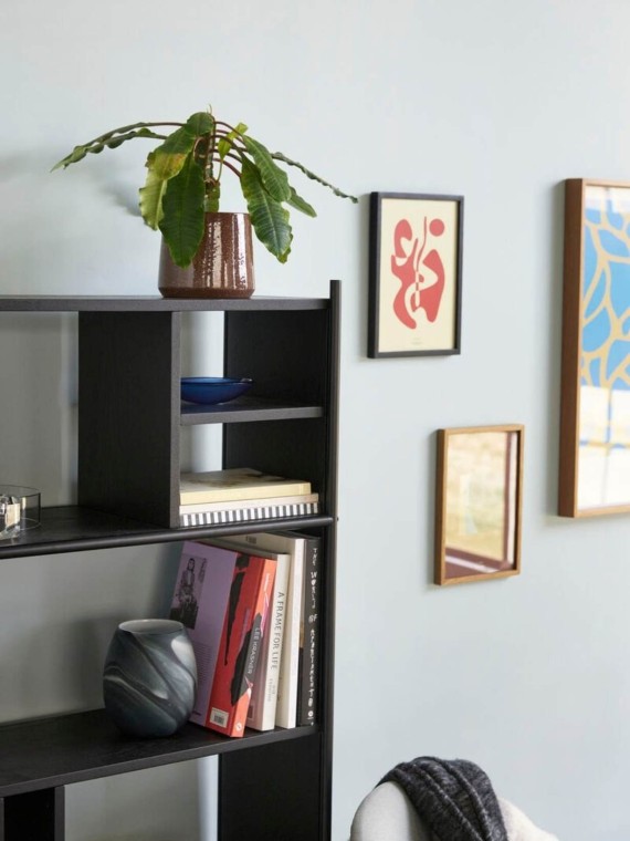 Metal and wood shelf unit with various shelves, Evan - Hübsch