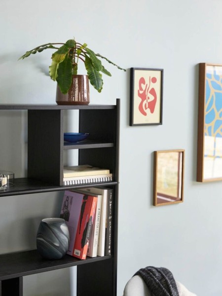 Metal and wood shelf unit with various shelves, Evan - Hübsch