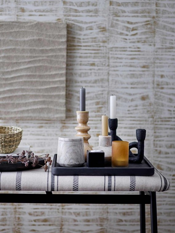 Black polyresin candlestick Mashel of the brand Bloomingville