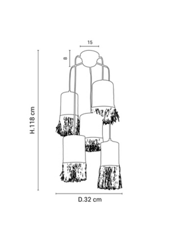 Hanging lamp in raffia and bana, Formentera bunch 5L Market Set