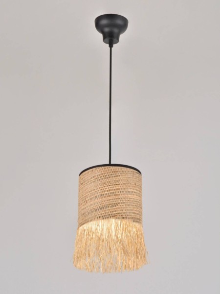 Hanging lamp in raffia and bana, Formentera 1L - D18 / H26 Market Set