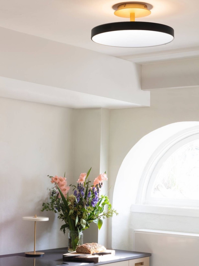 Plafonnier LED en Acier medium, Asteria Up Ø43 cm noir Umage