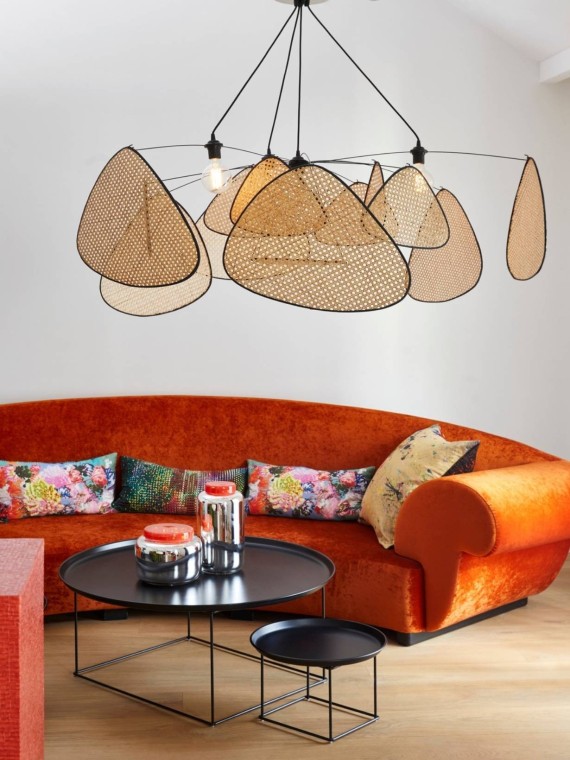 Woven rattan hanging lamp, Screen XXL market set