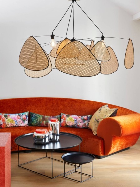Woven rattan hanging lamp, Screen XXL market set
