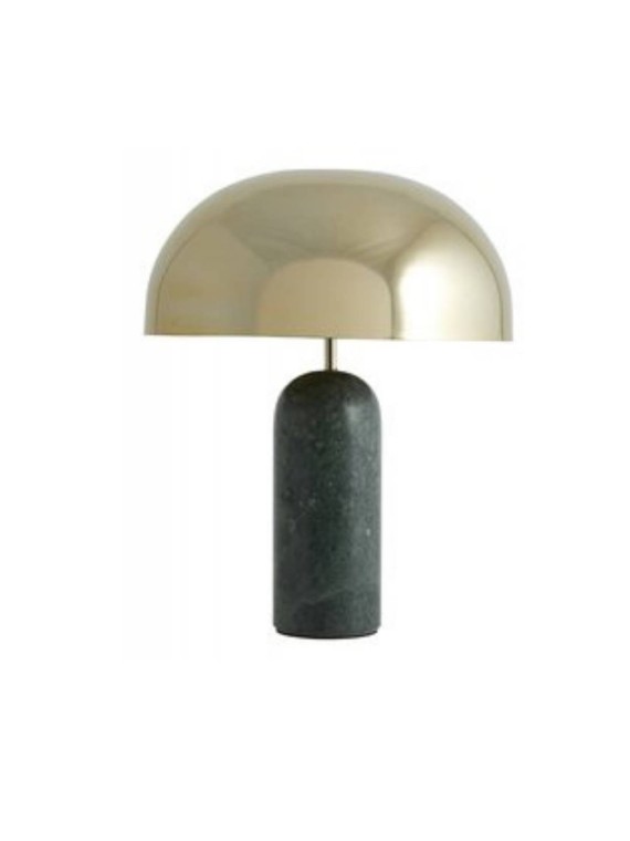 Atlas Green marble table lamp with brass shade Nordal