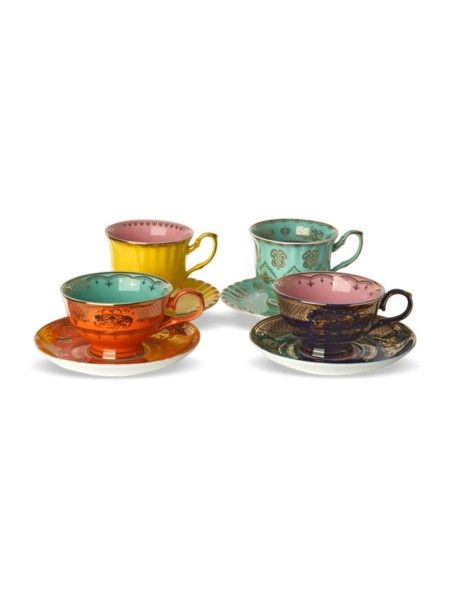 Set of 4 tea cups with saucer, Grandpa Pols potten