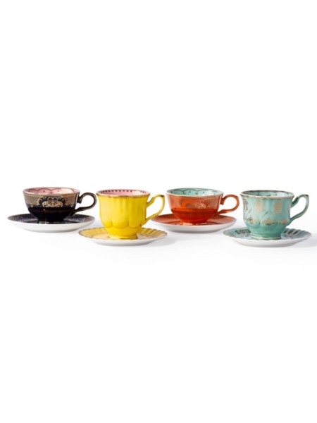 Set of 4 tea cups with saucer, Grandpa Pols potten